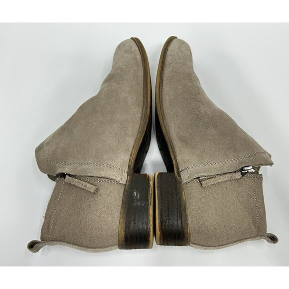 Toms Boots Womens Deia Ankle Bootie Size 8.5 Taupe Suede Leather Wool Side Zip - Picture 5 of 8